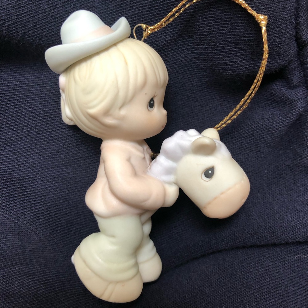 Precious Moments Ornament, boy on stick horse